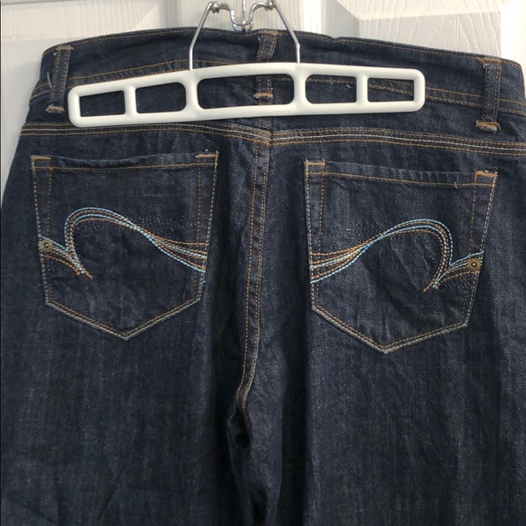 Liquid dark blue wide leg flared Jeans Sz 9/10 - Picture 7 of 7